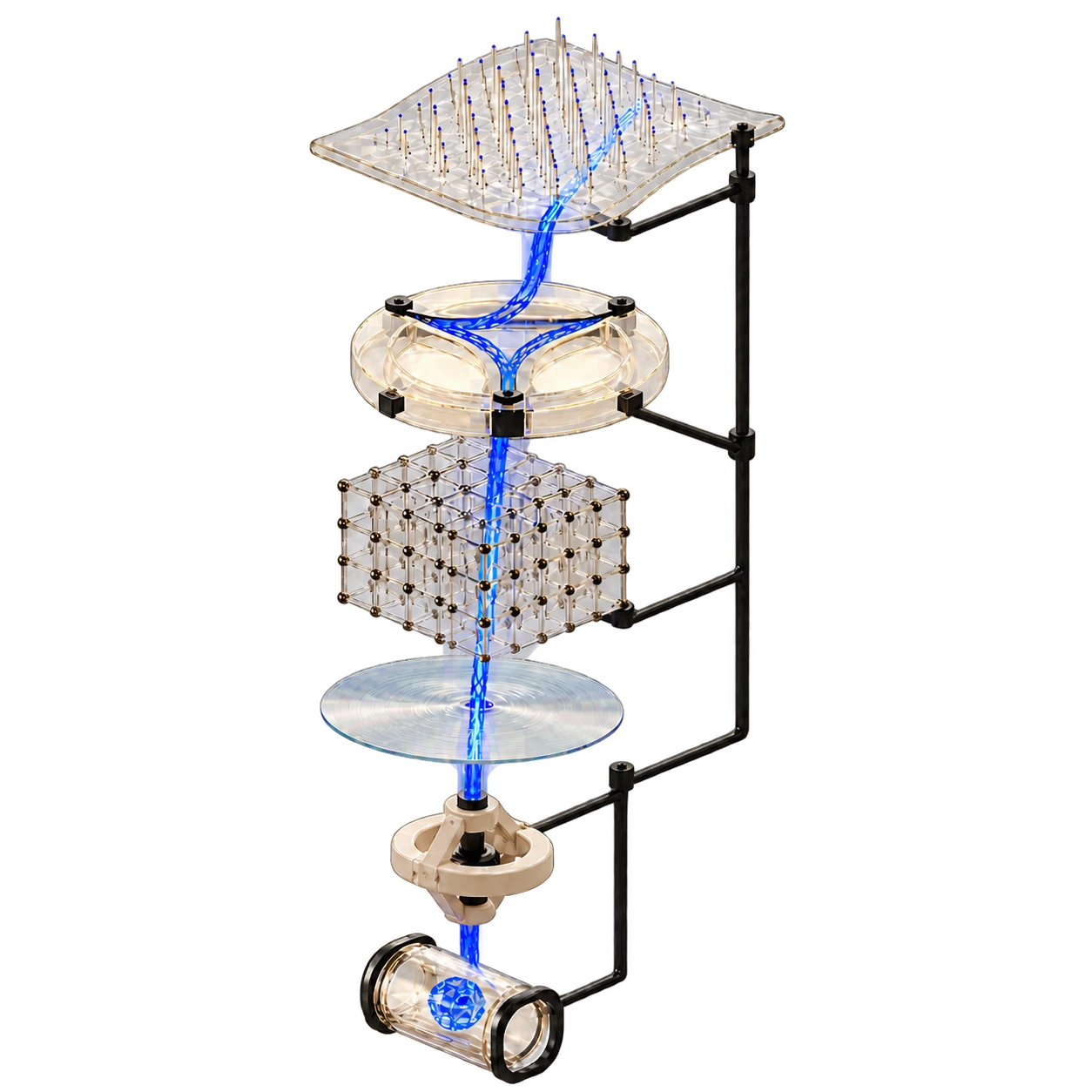 A six-layer research apparatus connecting model systems, agent runtimes, kernels, browser interaction, embodied control, and operational evidence
